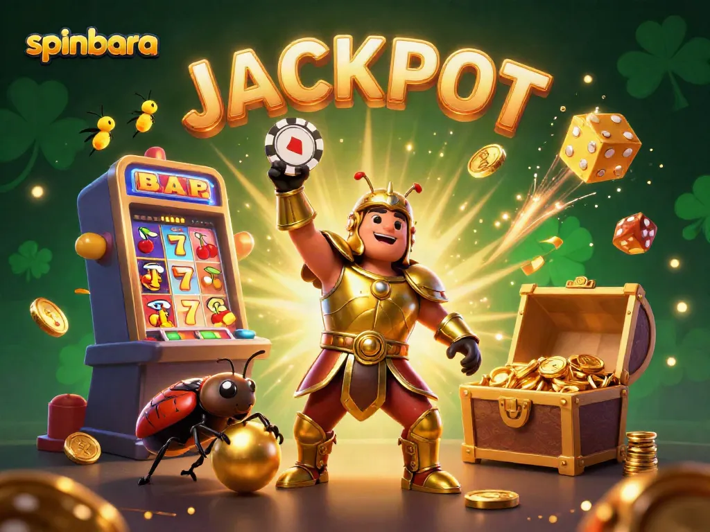 Experience spinbara's thrilling casino atmosphere with vibrant characters and jackpot celebrations.